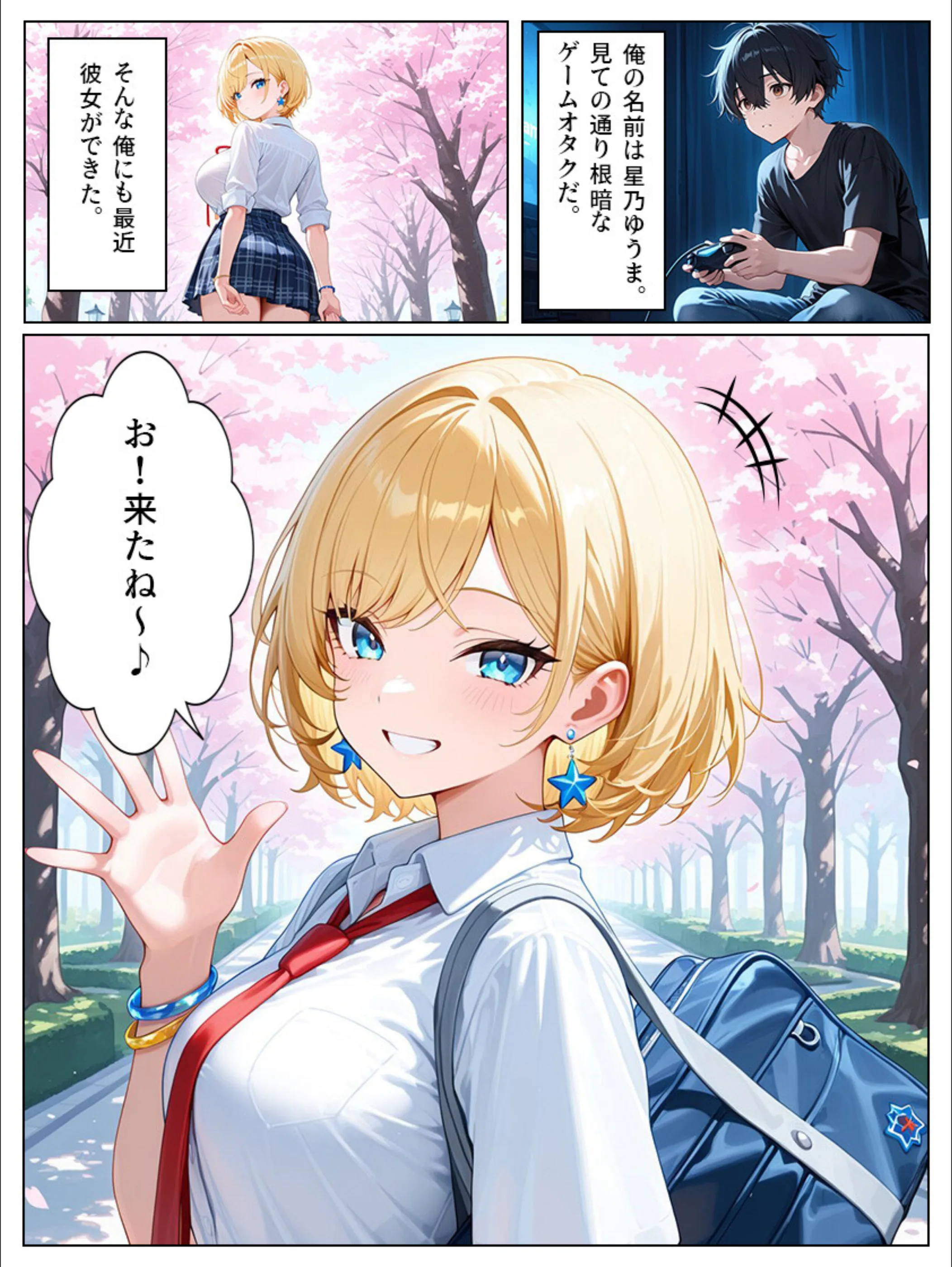 巨乳ギャル彼女とちっぱい妹と中出しセックス【モザイク版】（単話）