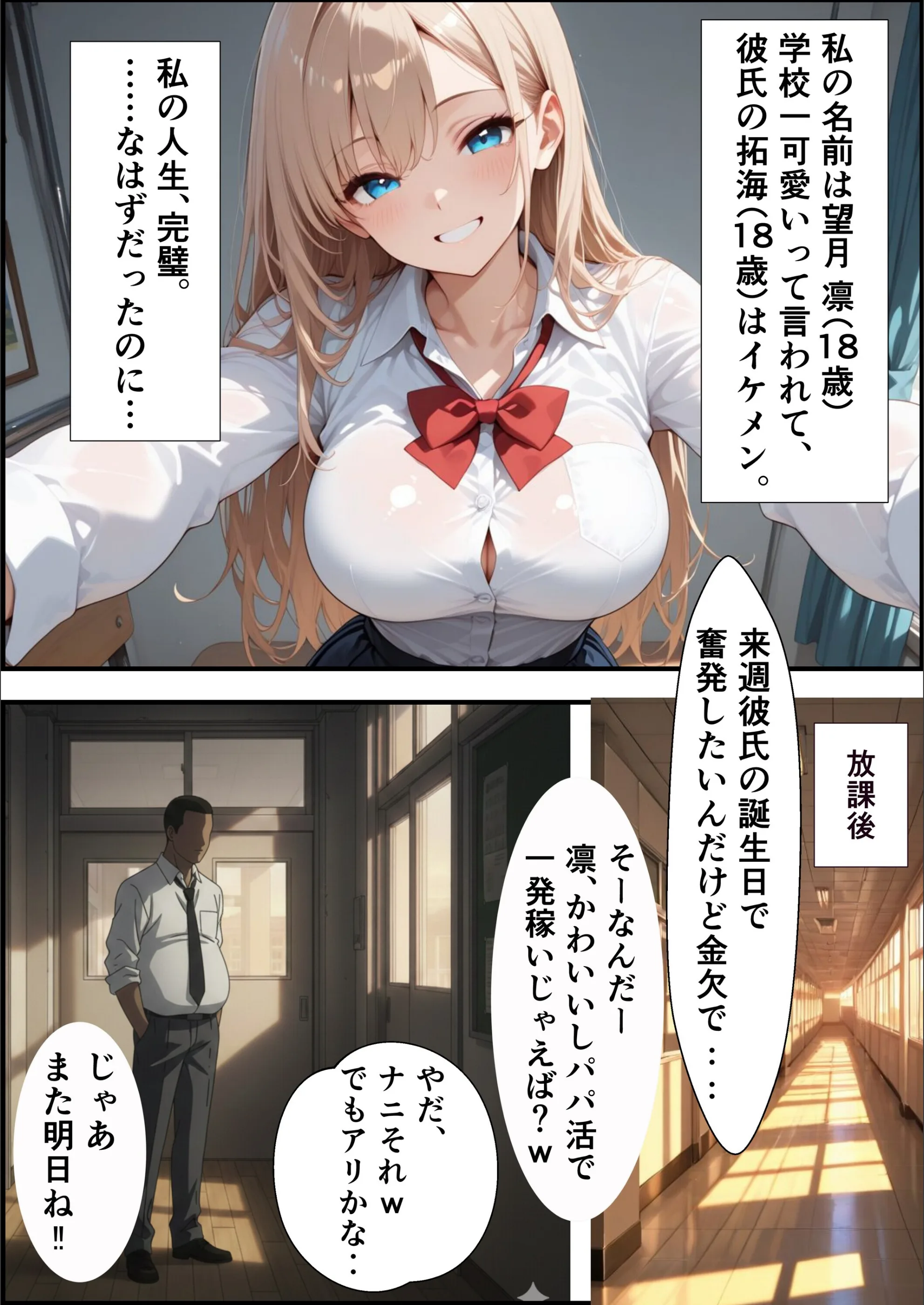 パパ活ギャル〜粗〇ンカレシじゃ届かない最奥までキモ教師のデカ〇ンでメス堕ち【白抜き修正版】（単話）