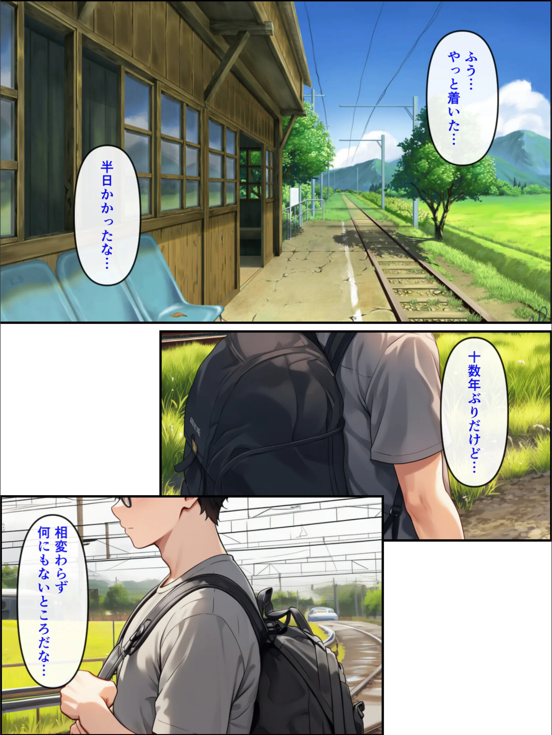 久しぶりに帰った田舎で、幼なじみと思い出巡りする話（単話）【モザイク版】（単話）