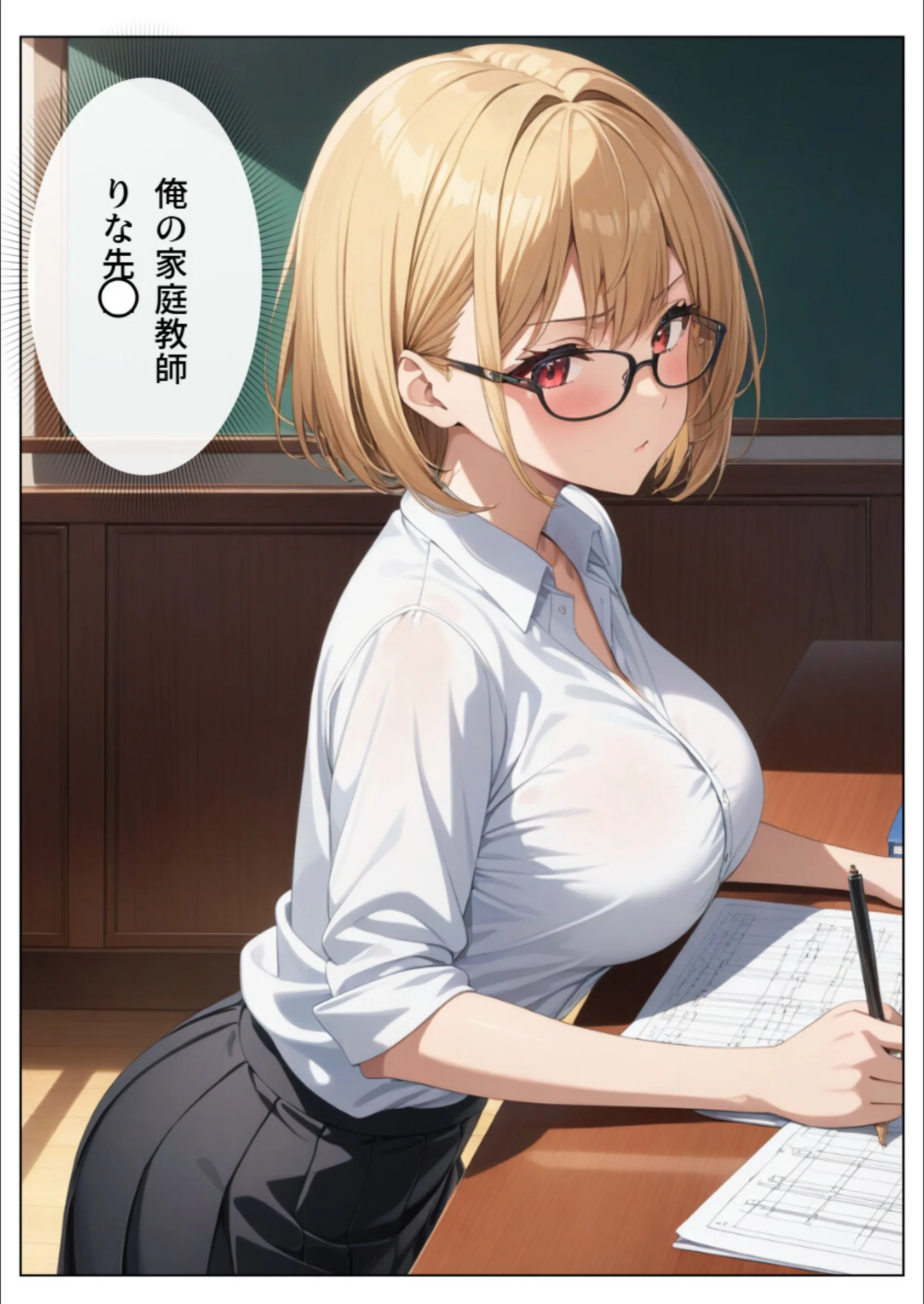 巨乳眼鏡家庭教師 快楽堕ちしたので中出ししてあげた【白抜き修正版】