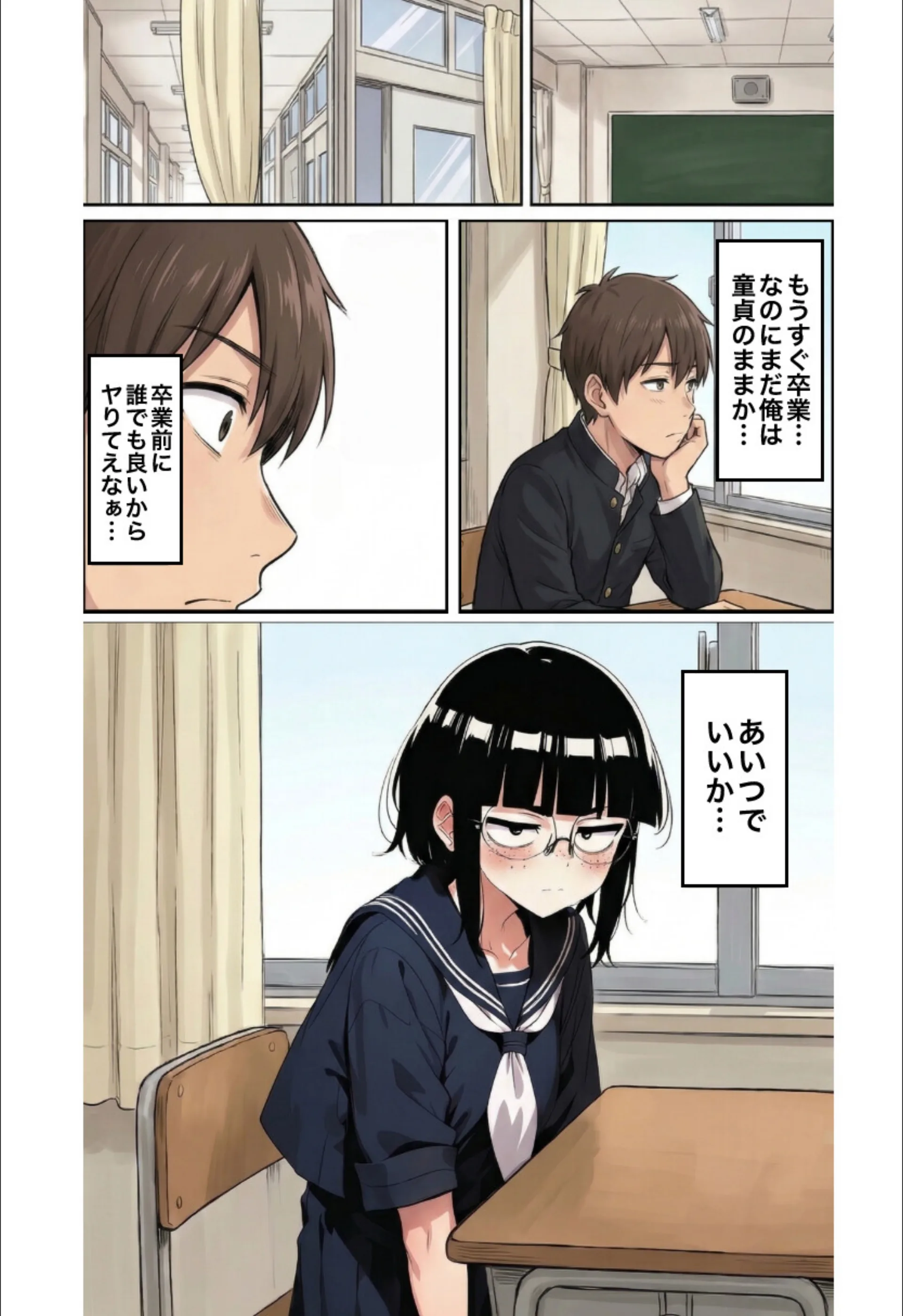 ブスな女子校生とヤって童貞を捨てる話（単話）【棒消し修正版】（単話）